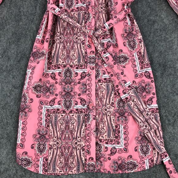 Victoria's Secret Nightgown Medium Pink Paisley Floral Button Up Belted Womens - Picture 6 of 14